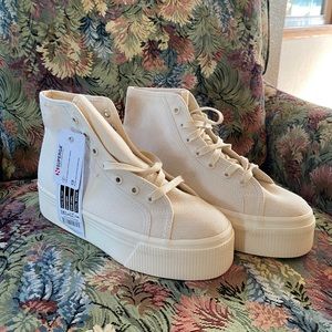 Superga by PacSun. Women’s 2705 High Top Sneakers, new with tag, in color beige.